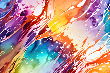 Closeup of abstract watercolor paint background texture with liquid fluid marbled paper texture banner texture. Generative AI (생성형 AI)