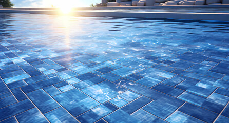 blue pool with sun lights