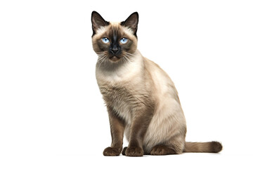Image of a siamese or wichienmaat cat on clean background. Mammals. Pet. Animals. - obrazy, fototapety, plakaty