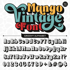 Black and white Mango vintage typography retro Font template - obrazy, fototapety, plakaty