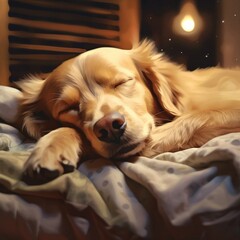 Tranquil Dog Nap: Peaceful Image of a Dog Sleeping Comfortably, Capturing the Serenity of Canine Rest