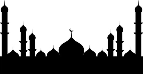 Mosque silhouette, Ramadan Illustration  - obrazy, fototapety, plakaty