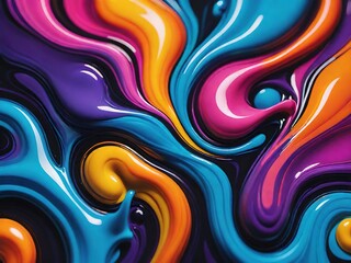 Abstract background of colorful oil paint swirls 2