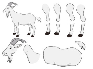illustration of a goat animation rig