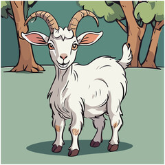 Cute goat cartoon character vector image. Illustration of  sheep animal clip art for animal icon