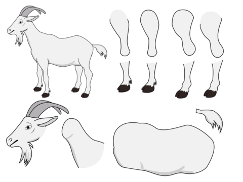 illustration of a goat animation rig