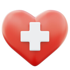 Heart cross shape 3d render illustration on transparent background