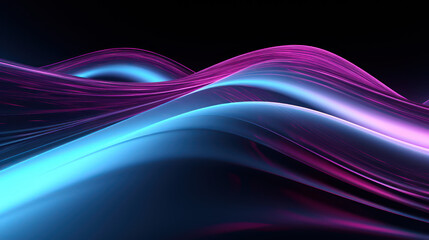 Abstract cyan and purple wave background. Stylized water flow banner - Generative AI