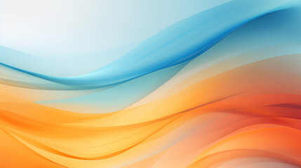 Abstract blue and orange wave background. Stylized water flow banner - Generative AI