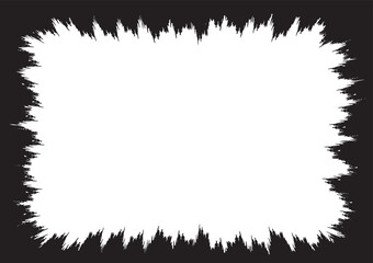 Abstract grunge texture background, rough edge frame, distressed border, black and white vector illustration template for poster, banner, web site.