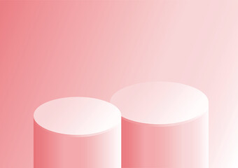 pink cylinder podium in the room vector geometric platform illustration for product display presentation.