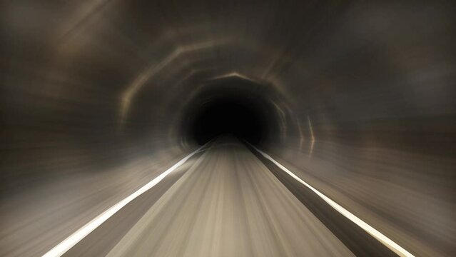 3d rendering seamless loop motion of tunnel with orange light.