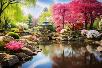Fototapeta na wymiar Highlight the beauty of a serene garden in full bloom