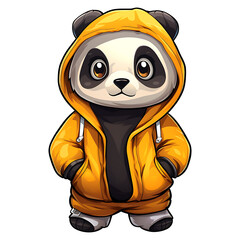 Fototapeta premium cute panda wearing hoodie clipart kids illustration with transparent background