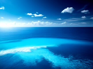 Fototapeta na wymiar Big beautiful sea with beautiful clouds sky and single blue water