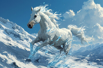 Obraz na płótnie Canvas illustration of a horse in the snow