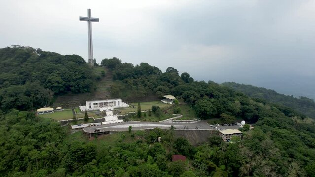 Aerial of Mount Samat National Shrine, a historical shrine located near the summit of Mount Samat in the town of Pilar in the province of Bataan.