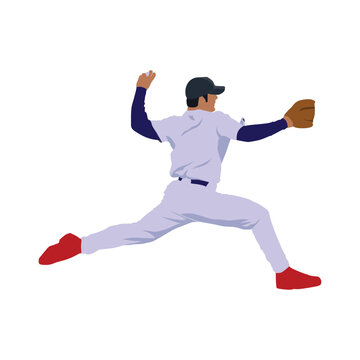 Baseball Pitcher Player Stylized Posed Vector