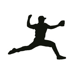 Baseball Pitcher Player Silhouette Stylized Posed Vector