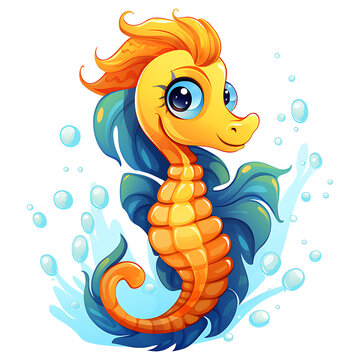 recommend clip art: cute seahorse with big eyes clipart kids illustration for sticker and tshirt design with transparent background