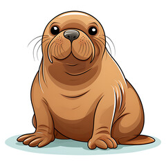cute walrus clipart illustration with transparent background