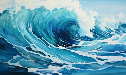 Blue sea wave background. 3D Rendering. Clip-art - obrazy, fototapety, plakaty