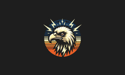 head vulture and lightning vector logo flat design