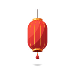 Obraz premium Red paper chinese lanterns vector isolated on white background.
