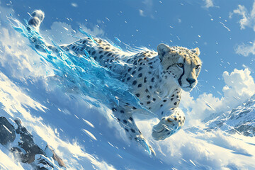 illustration of a cheetah in the snow