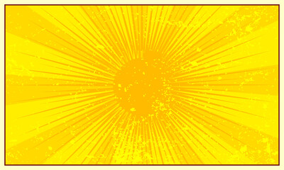 Fototapeta premium Comic yellow burst background with grunge effect. vector illustration