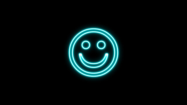 Naklejki Glowing neon line happy smile icon isolated on black background. Emoticon face. neon emoticon icon. smiley face neon icon.