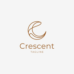 crescent moon and star logo design line icon vector outline linear style