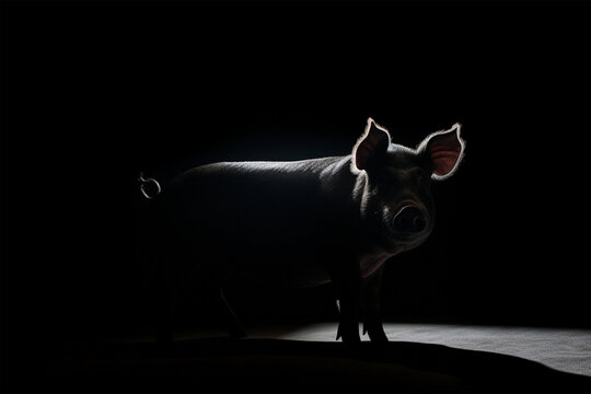 illustration of a pig in the dark