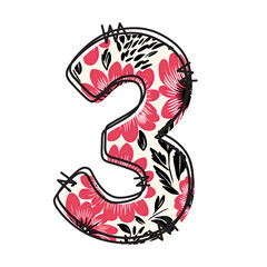 Floral Alphabet Letter and Number Art, Colorful Typography Design