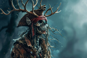 zombie deer pirate illustration