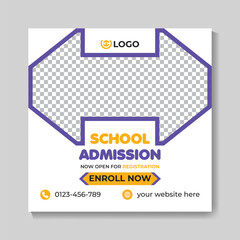 Creative modern school admission education social media post design template