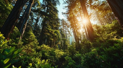 Obraz premium Canopy Wonders Explore the Intricate Details of Nature Canopy with Overhead Foliage and Tree top Perspective