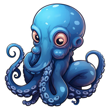 cute octopus clipart illustration for sticker and t shirt design with transparent background
