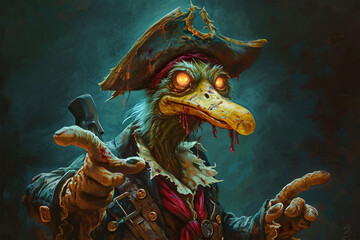 Obraz premium zombie duck pirate illustration