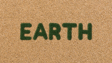 Earth Grass Text with Sand Background