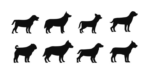 Vector collection of Dogs silhouettes. - obrazy, fototapety, plakaty