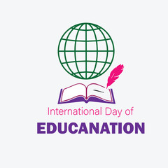 International Education Day design for signs, symbols, icons, logos, banners, posters, social media post 3D Illustration.