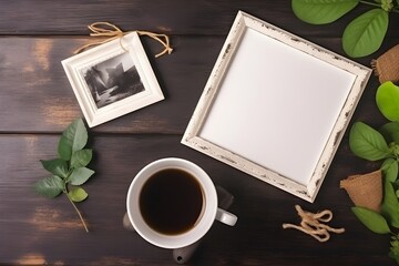 blank frame a cup tea theme 