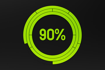 Device for measuring intensity. Round panel with scale on a black  background. 3D illustration