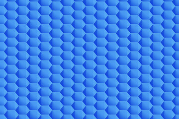3d illustration of a  blue  honeycomb monochrome honeycomb for honey. Pattern of simple geometric hexagonal shapes, mosaic background. Bee honeycomb concept, Beehive