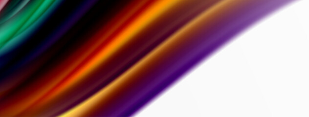 Rainbow color silk blurred wavy line background on white, luxuriously vibrant visually captivating backdrop. Stunning blend of colors reminiscent of rainbow, silky and gracefully blurred wavy pattern