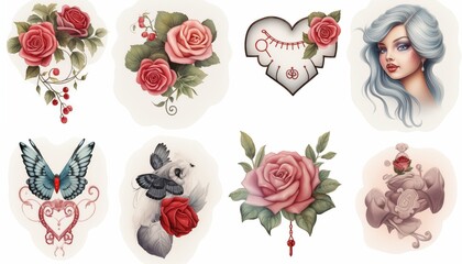 set of women with flowers