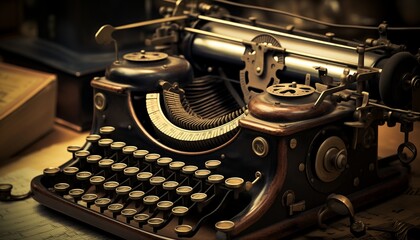 vintage typewriter with paper, old type writer