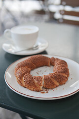 Turkish Bagel Simit on table 