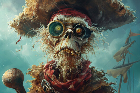 zombie goat pirate illustration